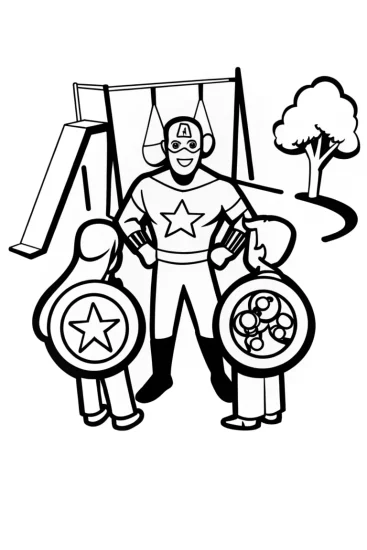 A coloring page of Captain America’s Shield of Friendship Coloring Page