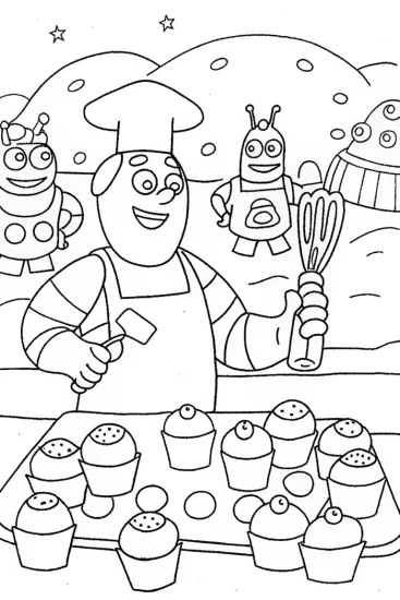 A coloring page of Buzz Lightyear’s Galactic Bake-Off Coloring Page