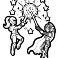 Epic Duel Coloring Page with Champions