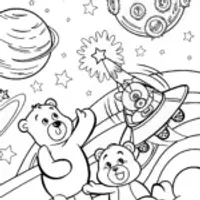 Cheer Bear’s Cosmic Adventure Coloring Page