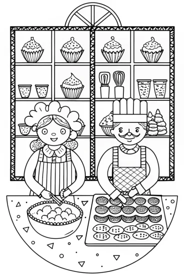 A coloring page of Cupcake Chic’s Sweet Bakery Showdown Coloring Page