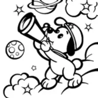 Puppy stargazer in a cosmic wonderland