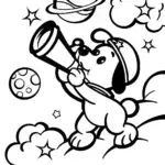Puppy stargazer in a cosmic wonderland