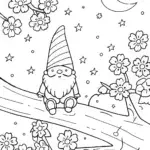 Gnome Stargazing Under the Cherry Blossom Tree