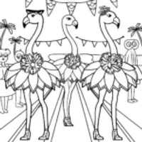 Flamingo Fashion Show Extravaganza Coloring Page