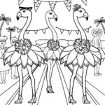 Flamingo Fashion Show Extravaganza Coloring Page