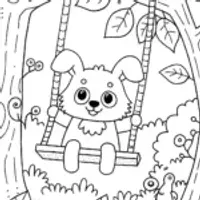 Puppy on a Swing in the Enchanted Park