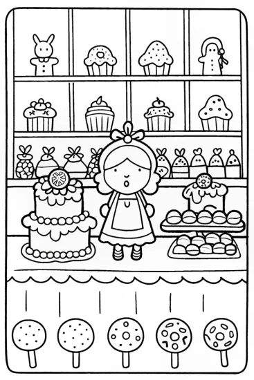 A coloring page of Strawberry Shortcake’s Bakery Adventure Coloring Page