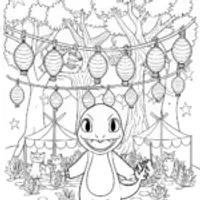 Charmander’s Festival of Fire Coloring Page
