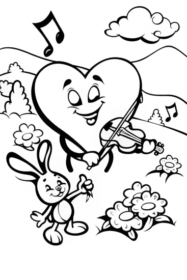 A coloring page of Heartfelt Harmony: A Musical Journey Coloring Page