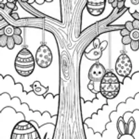 Easter Egg Wish Tree Coloring Page