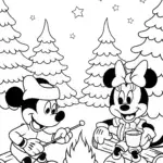Mickey Mouse Holiday Bonfire Coloring Page