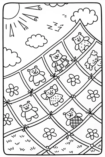 A coloring page of Care Bears’ Magical Quilt Adventure Coloring Page