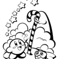 Kirby in the Dreamy Candy Forest Coloring Page