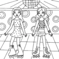 Yasmin and Sasha Roller Rink Coloring Page