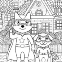 Super Hero Paws Unite Coloring Page