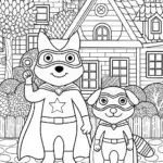 Super Hero Paws Unite Coloring Page