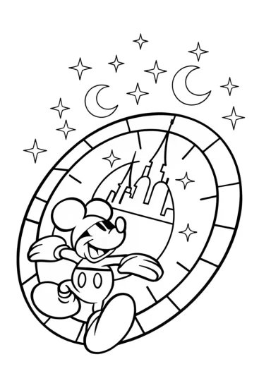A coloring page of Mickey Mouse’s Adventure in Time Coloring Page