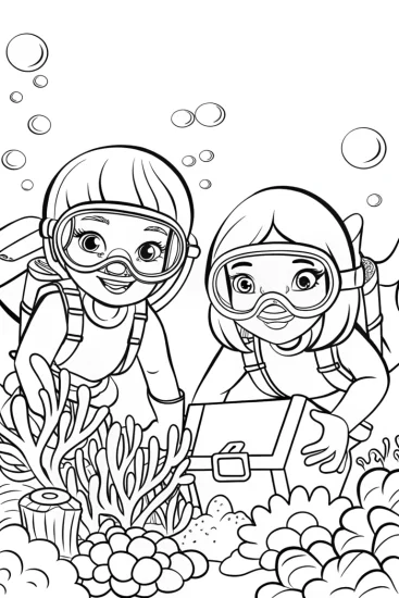 A coloring page of Bratz Dolls’ Underwater Adventure Coloring Page