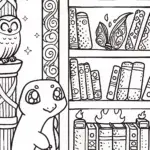 Charmander’s Magical Library Adventure Coloring Page