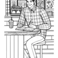 Miles Morales at the Comic Café Coloring Page