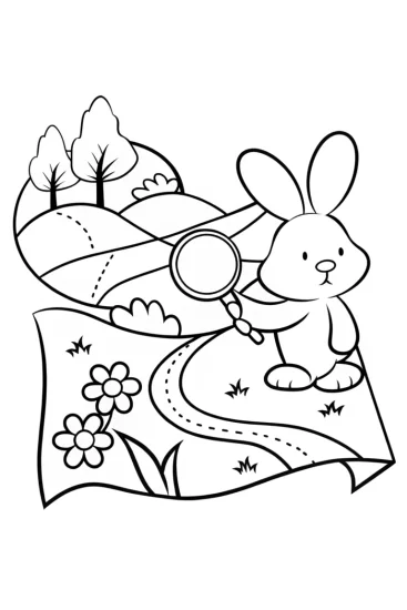 A coloring page of Easter Egg Treasure Map Adventure Coloring Page