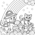 Rainbow Explorers: Puppy and Kitten Coloring Page