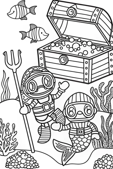 A coloring page of Octonauts Treasure Hunt Coloring Page