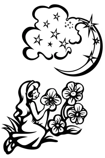 A coloring page of Jasmine’s Celestial Garden Coloring Page
