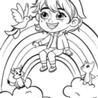 Rainbow Cloud Adventure Coloring Page