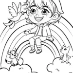 Rainbow Cloud Adventure Coloring Page