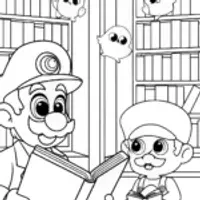 Mario and Luigi’s Enchanted Library Coloring Page