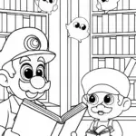 Mario and Luigi’s Enchanted Library Coloring Page