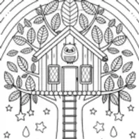 Rainbow Dreams Treehouse Coloring Page