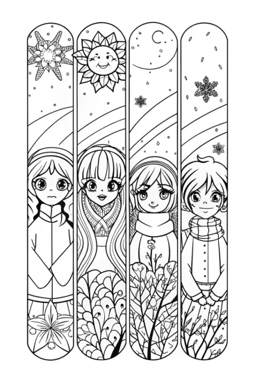 A coloring page of Harmony of the Seasons Coloring Page