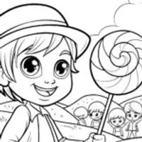 JJ’s Adventure in a Whimsical Candy Land Coloring Page