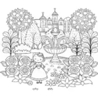 Hello Kitty’s Royal Garden Adventure Coloring Page