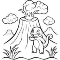 Charmander at the Fiery Cliff Edge Coloring Page
