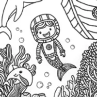 Alex the Explorer Underwater Adventure Coloring Page