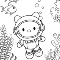 Hello Kitty’s Fantastic Underwater Adventure Coloring Page