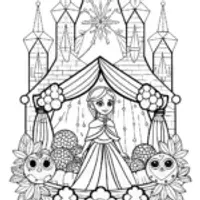 Elsa’s Enchanted Ice Castle Picnic Coloring Page
