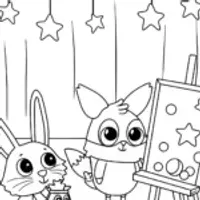 Rainbow Friends in a Dreamy Workshop Coloring Page
