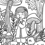 Creeper’s Melody in the Enchanted Forest Coloring Page