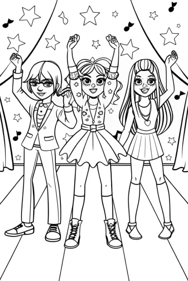 A coloring page of Rainbow High Fashion Showdown Coloring Page
