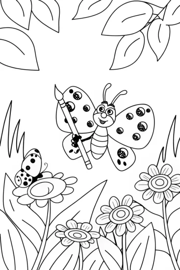 A coloring page of Butterfly Artistry in Nature Coloring Page