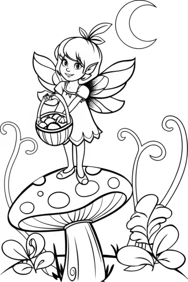 A coloring page of Halloween Fairy Coloring Page