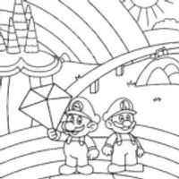 Mario and Luigi’s Treasure Map Quest Coloring Page