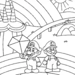 Mario and Luigi’s Treasure Map Quest Coloring Page