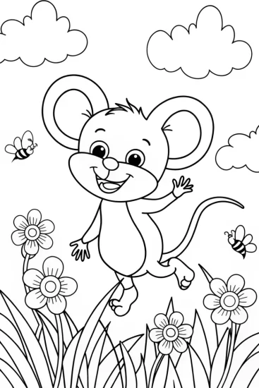 A coloring page of Twirls of Joy in the Flower Patch Coloring Page