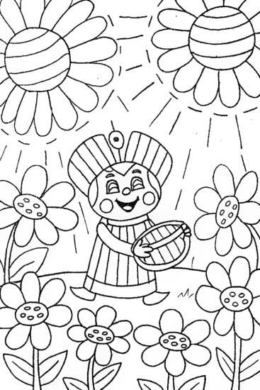 A coloring page of JJ’s Magical Garden Festival Coloring Page